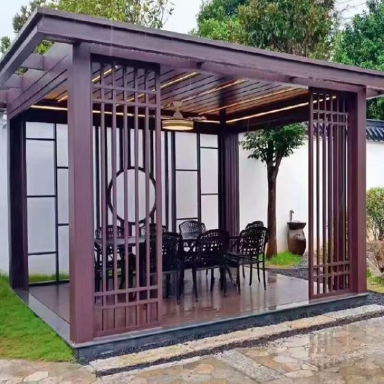 新中式铝合金凉亭 户外花园亭子设计定制 庭院仿古遮阳亭定做厂家