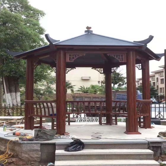 广东新中式铝合金凉亭 耐磨耐用 花园防晒亭子 造型美观
